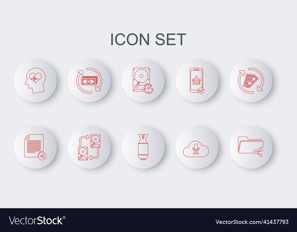 Set line share folder file hard disk drive vector image Set line share folder file hard disk drive