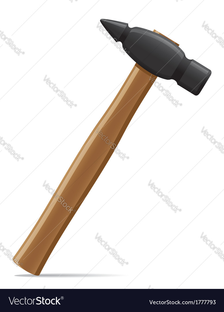 Wooden Hammer on White Background