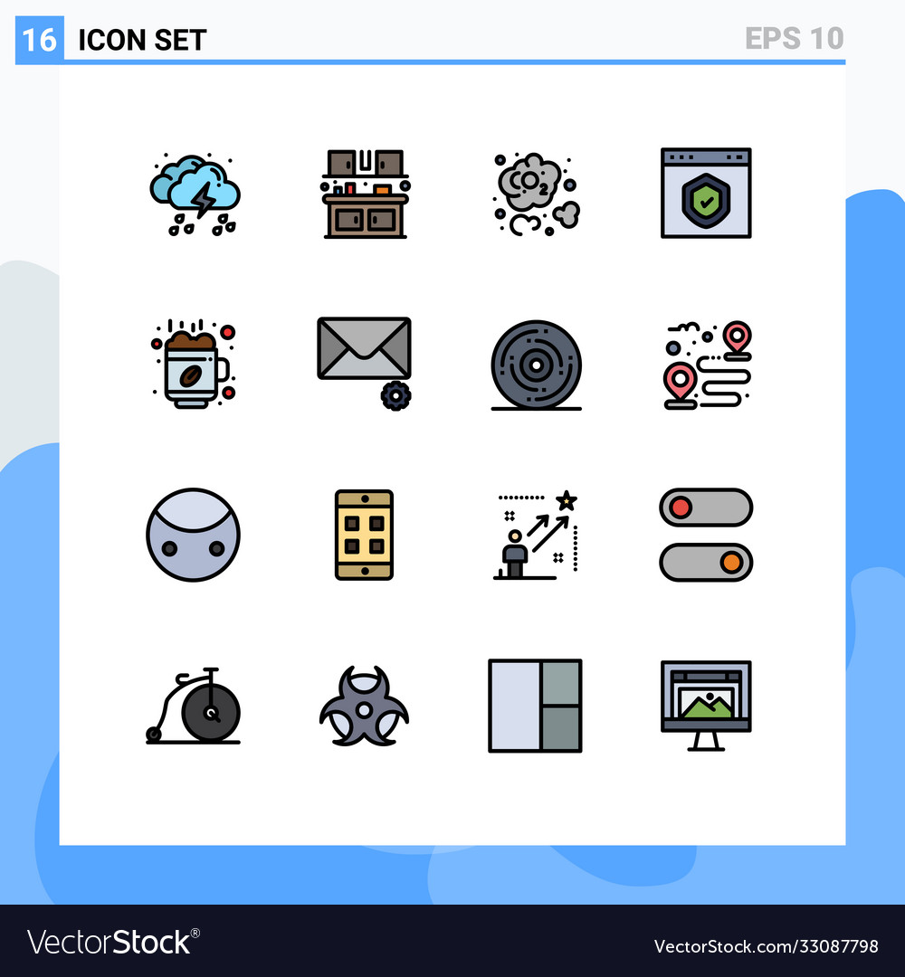 16 user interface flat color filled line pack