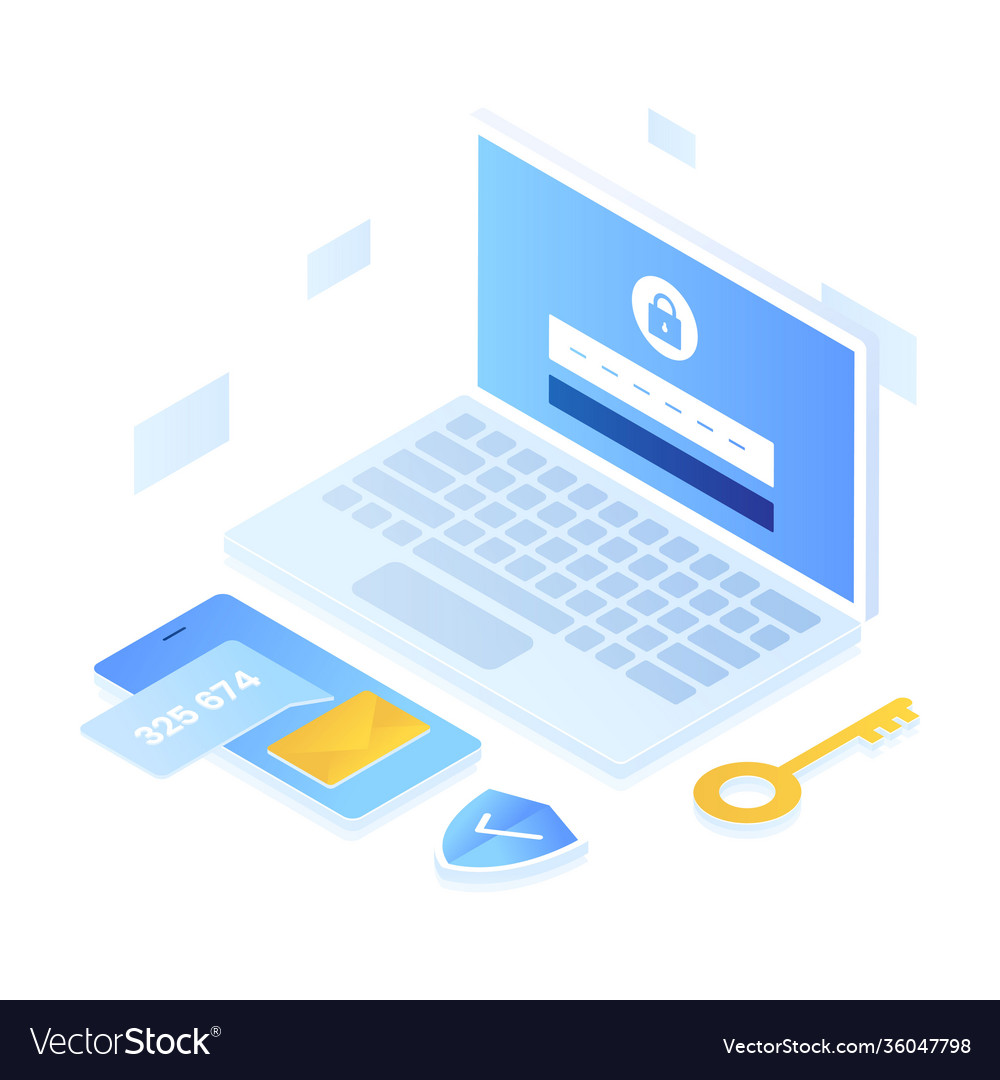 2-step authentication isometric style vector image 2-step authentication isometric style