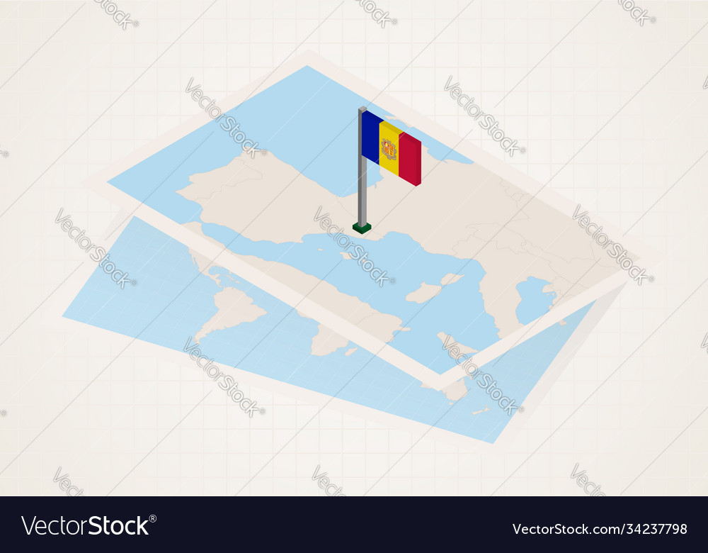 Andorra selected on map with isometric flag