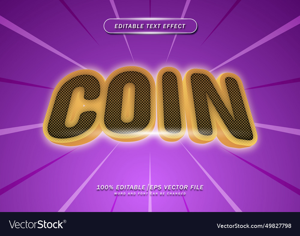Coin text editable effect Vector Image Coin text editable effect