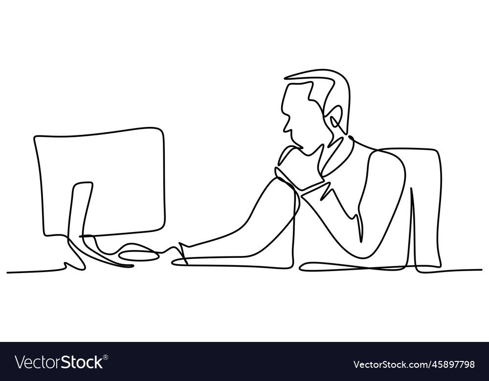 Continuous line drawing of office worker vector image Continuous line drawing of office worker