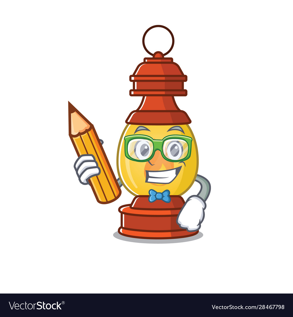 Cool smart student lantern scroll character