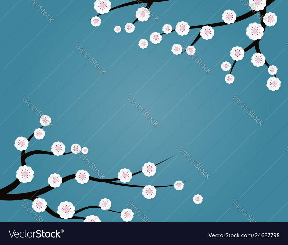 Creative plum blossom with branches on background Vector Image