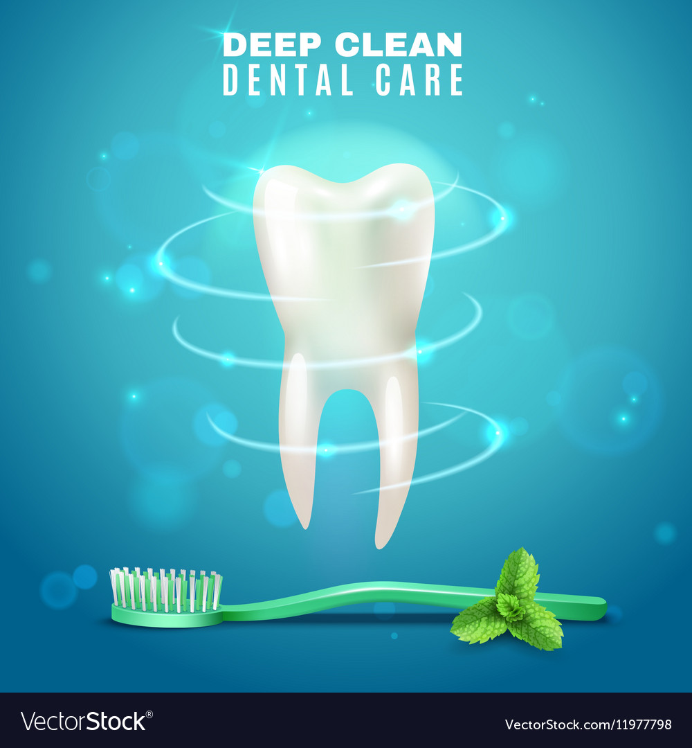 Deep Cleaning Dental Care Background Poster Vector Image