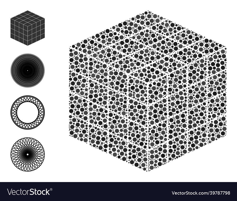 Dotted isometric cube composition of round dots vector image Dotted isometric cube composition of round dots
