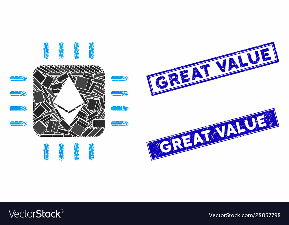 Ethereum processor chip mosaic and distress Vector Image Ethereum processor chip mosaic and distress