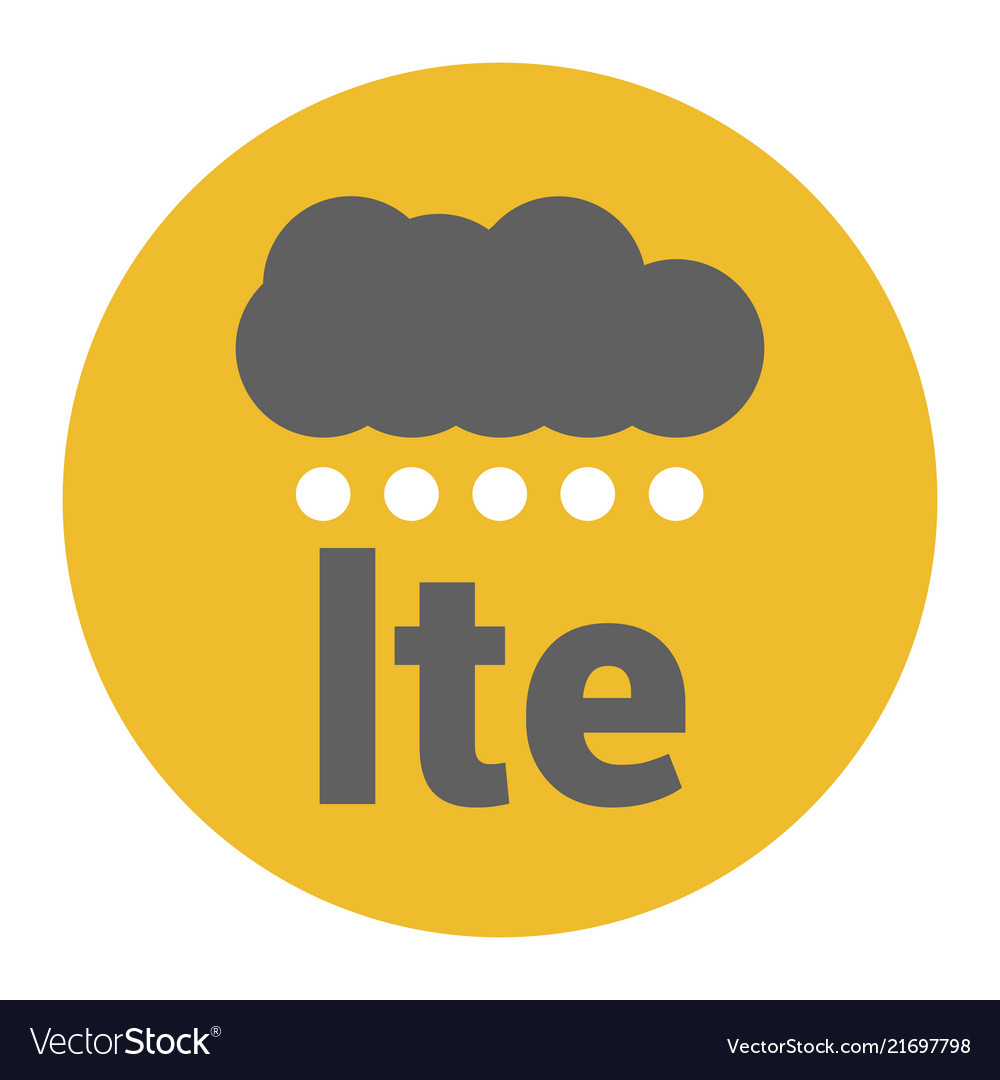 Flat lte logo with signal dots and cloud