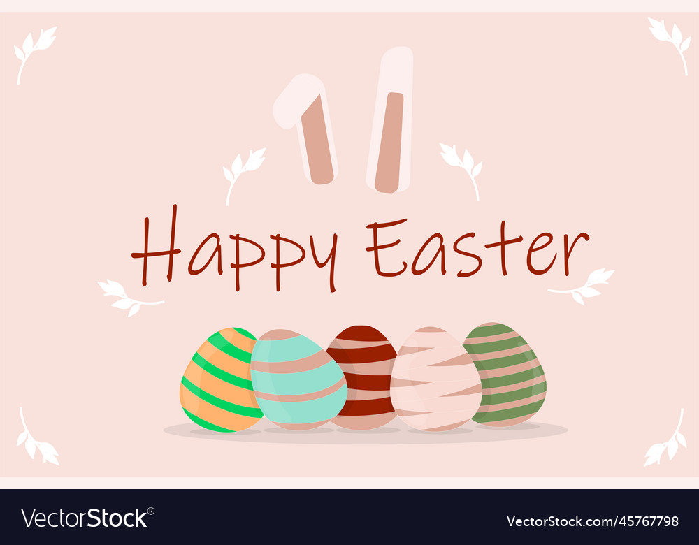 Happy easter poster with eggs and bunny ears