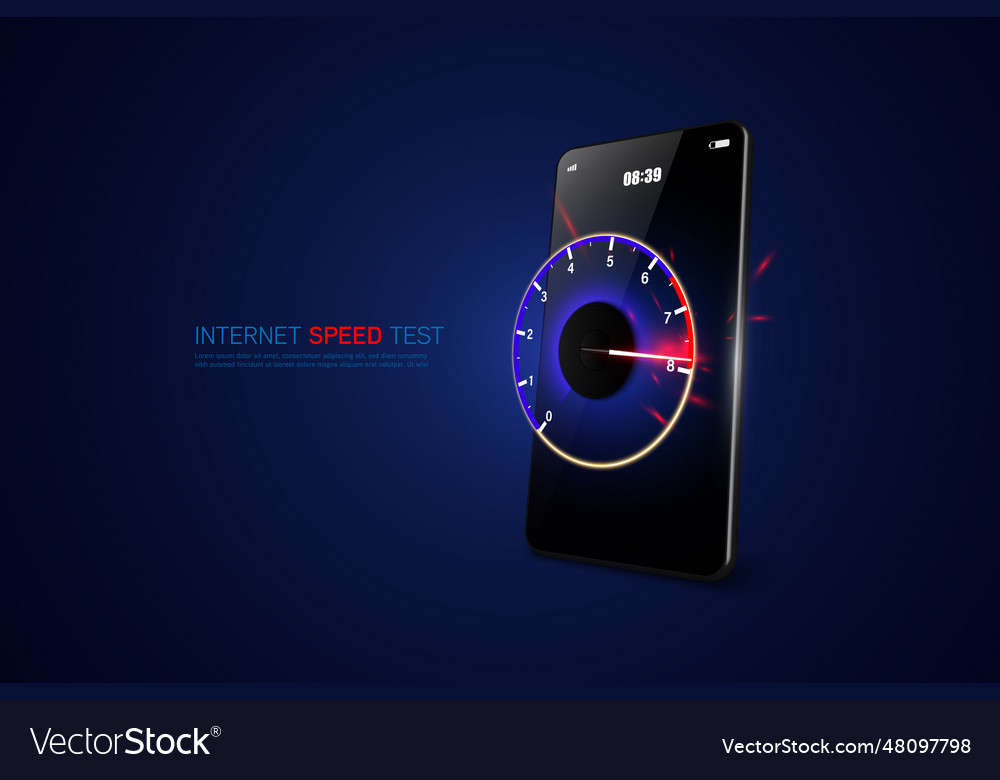 Internet speed test smartphone interface template vector image Internet speed test smartphone interface template
