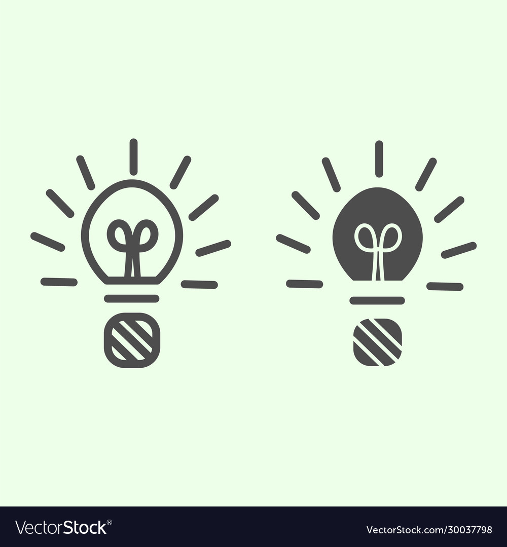 Light bulb line and solid icon studying vector image Light bulb line and solid icon studying