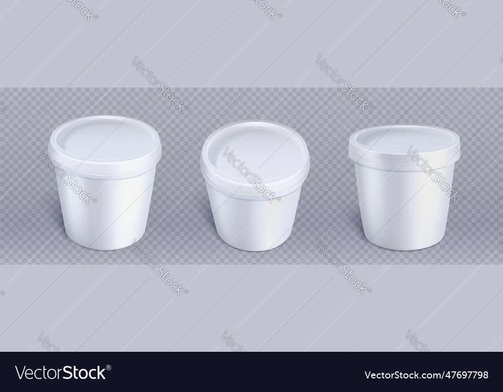 Realistic set of white food containers Royalty Free Vector