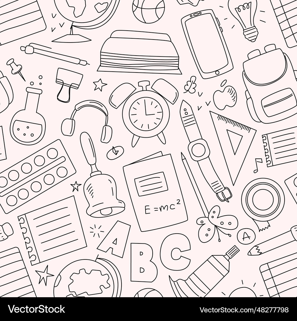 Seamless pattern doodle style stationery Vector Image