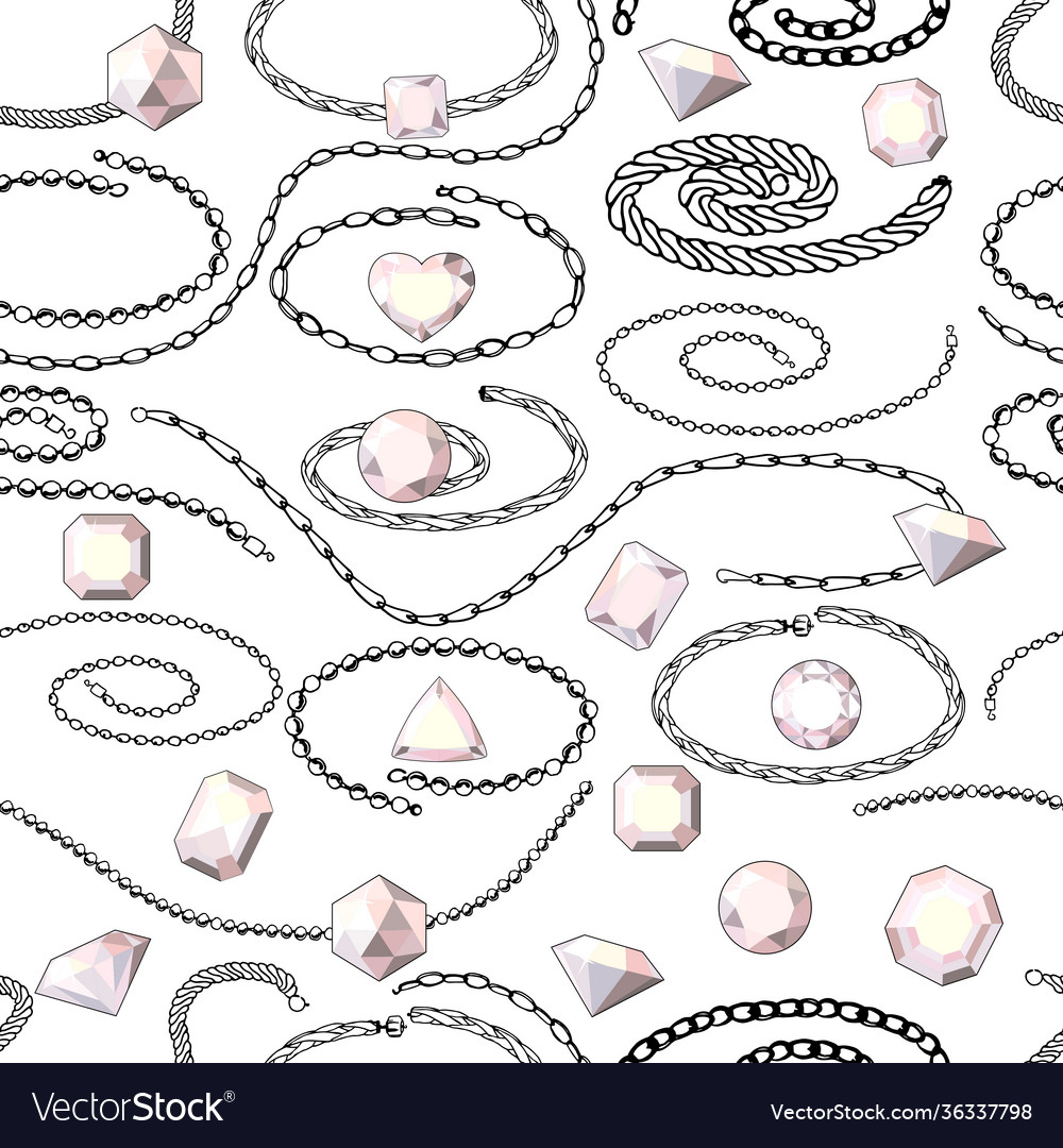 Seamless pattern with jewels and chains endless