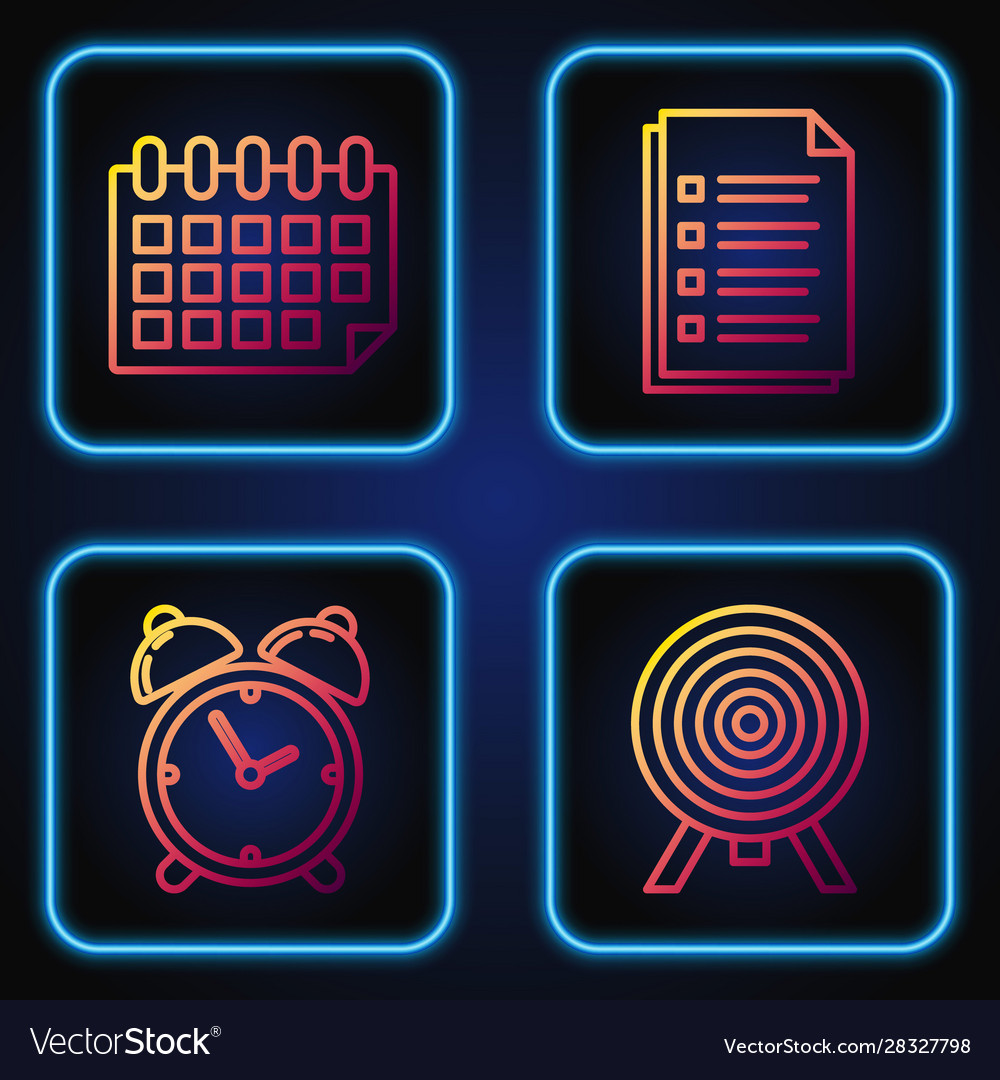 Set line target alarm clock calendar and file vector image Set line target alarm clock calendar and file