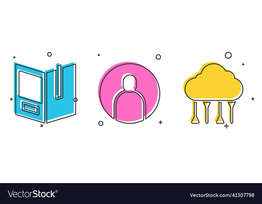 Set open book create account screen and network vector image Set open book create account screen and network