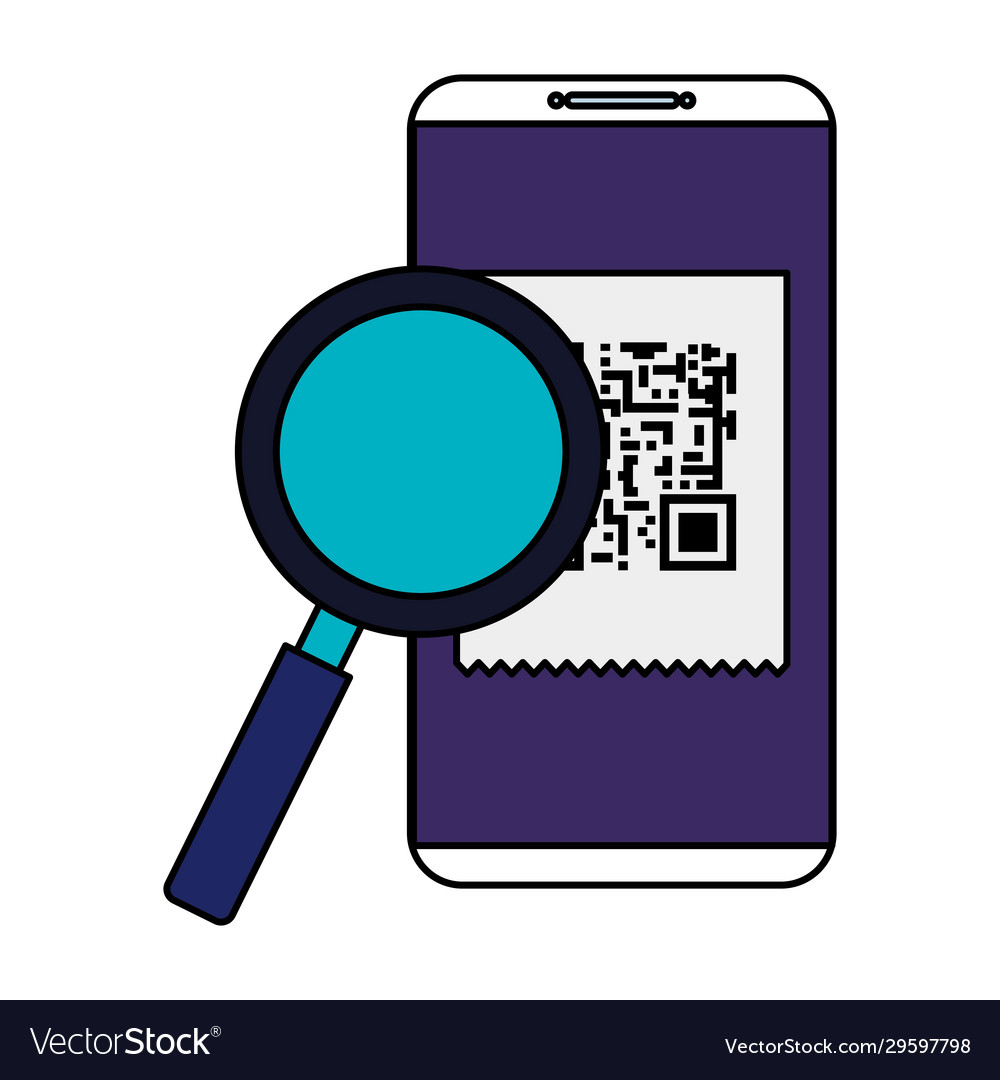 Smartphone-Gerät mit Scancode qr und Vergrößerung vector image Smartphone-Gerät mit Scancode qr und Vergrößerung