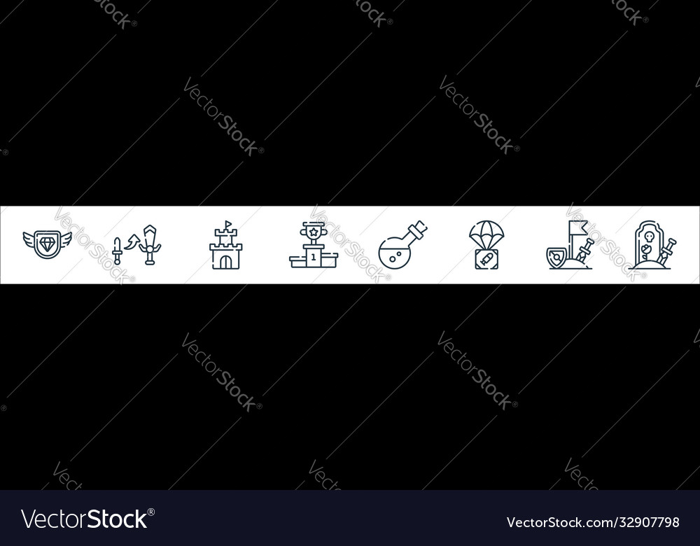 Videogame line icons linear set quality
