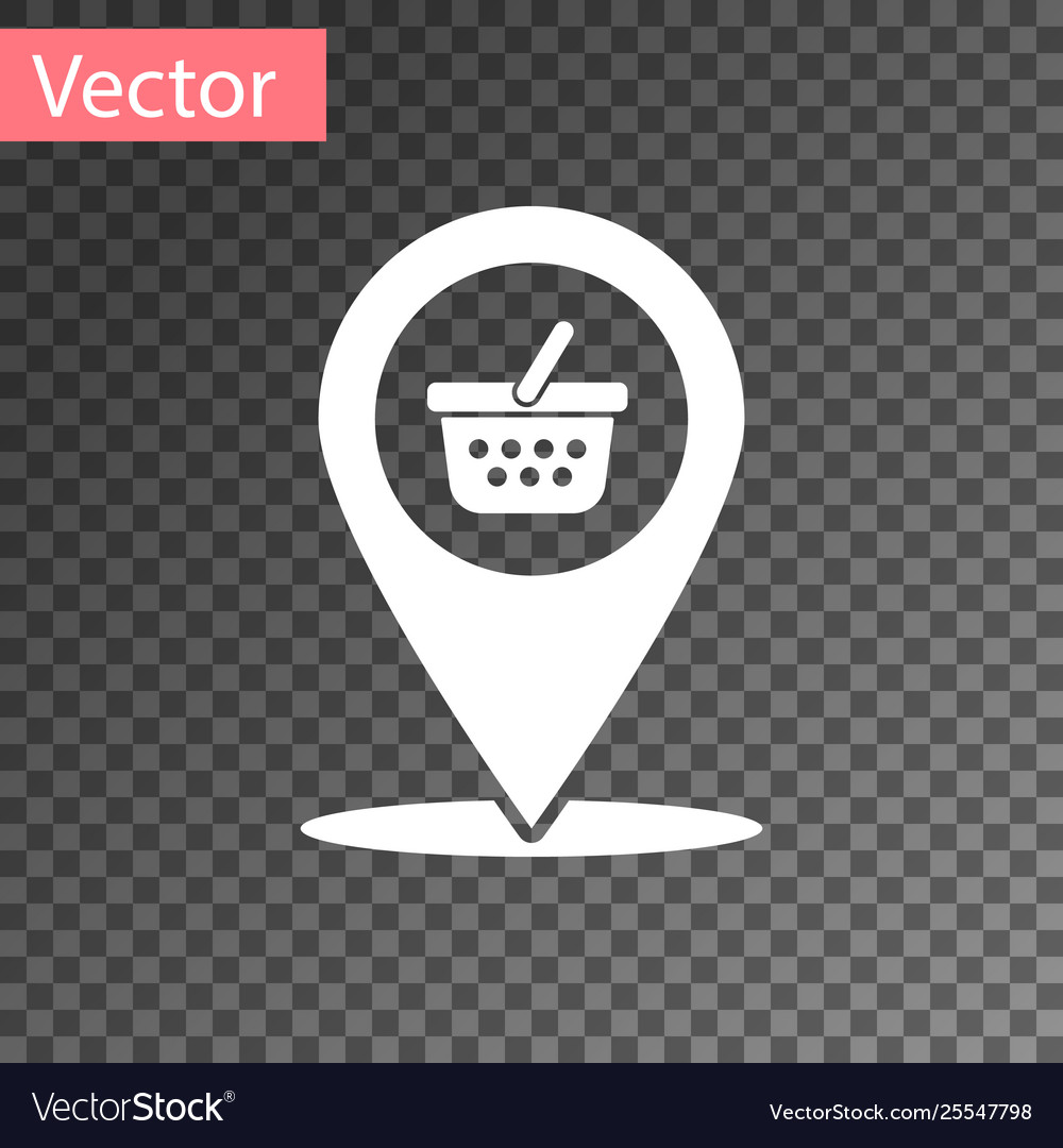 White map pointer with shopping basket icon Vector Image White map pointer with shopping basket icon