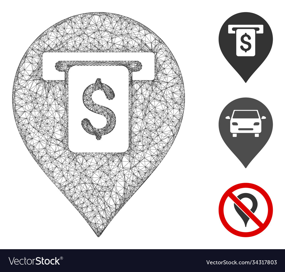 Cash machine pointer polygonal web mesh vector image Cash machine pointer polygonal web mesh