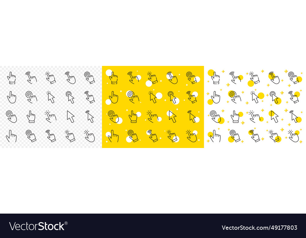 Click pointer line icons mouse cursor hand vector image Click pointer line icons mouse cursor hand