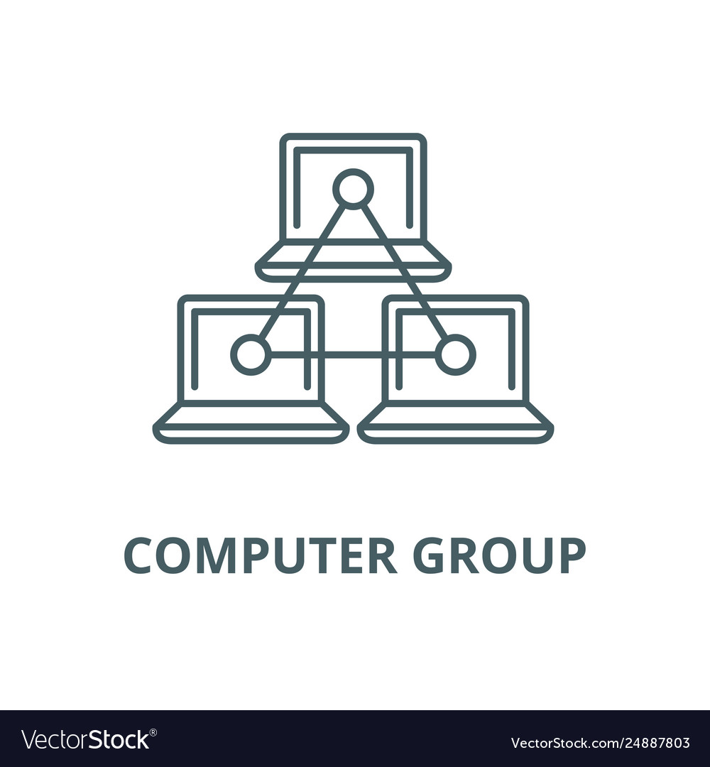 Computer working group line icon Royalty Free Vector Image