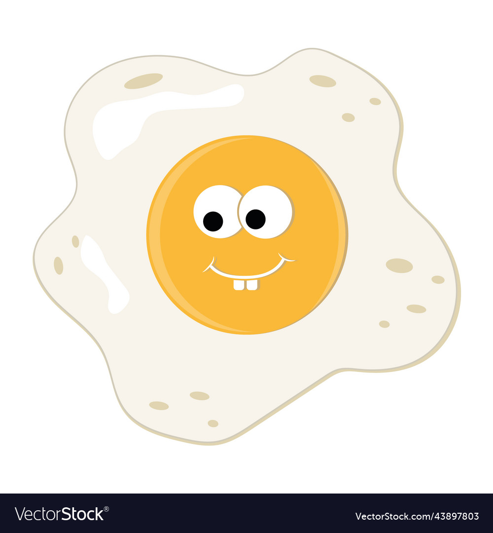 Cute Character Fried Eggs Color Isolated Vector Image