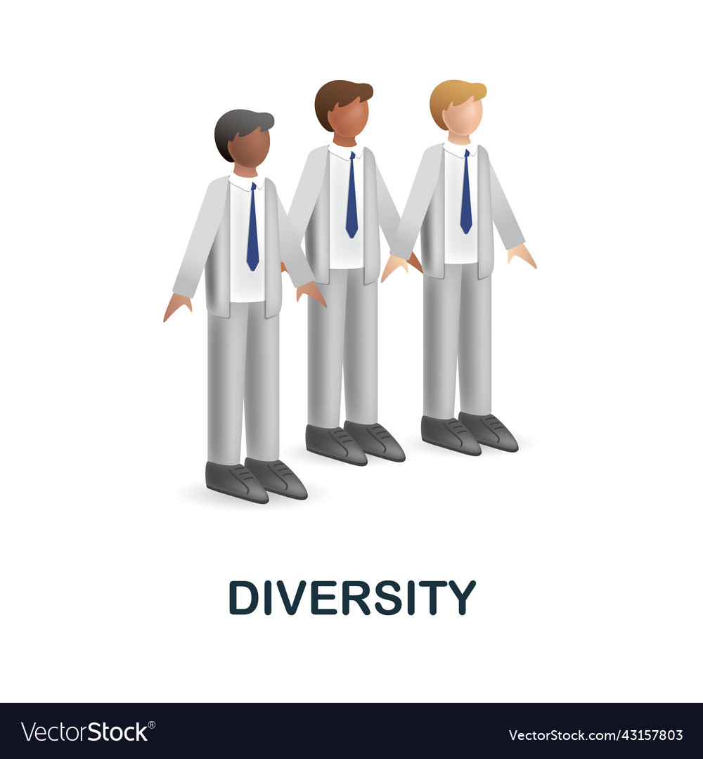 Diversity icon in 3d colored from core values