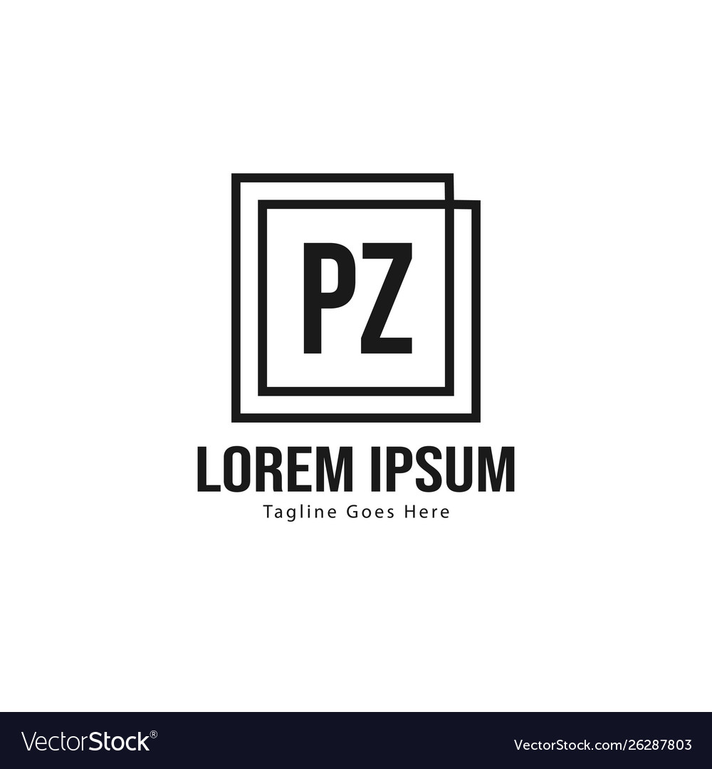 Initial pz Logo Vorlage mit modernem Rahmen