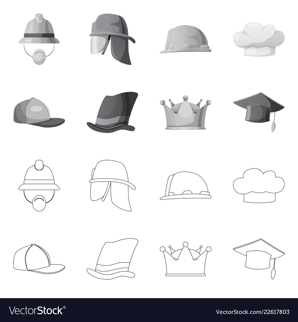 Isolated object of headgear and cap icon set