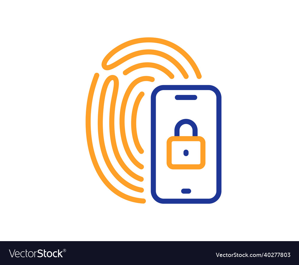 Lock line icon fingerprint access sign Vector Image Lock line icon fingerprint access sign