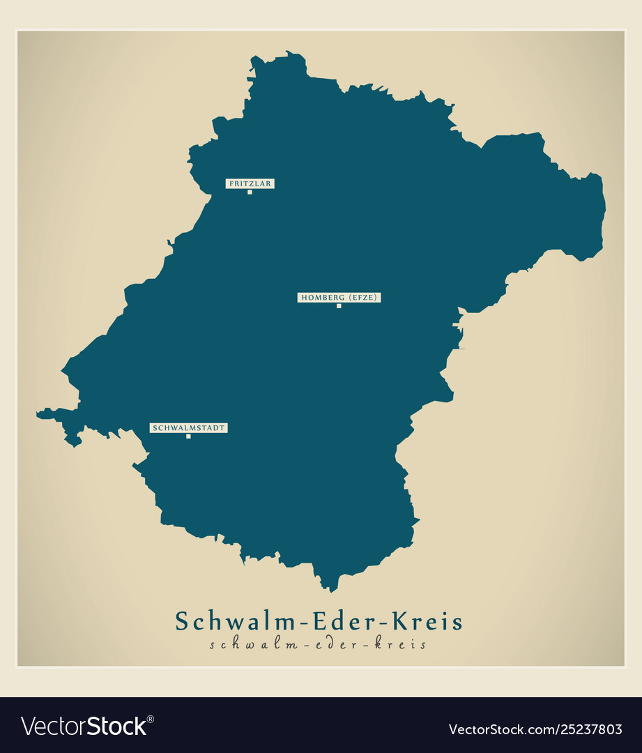 Moderne Karte - schwalm-eder-kreis Grafschaft hessen vector image Moderne Karte - schwalm-eder-kreis Grafschaft hessen