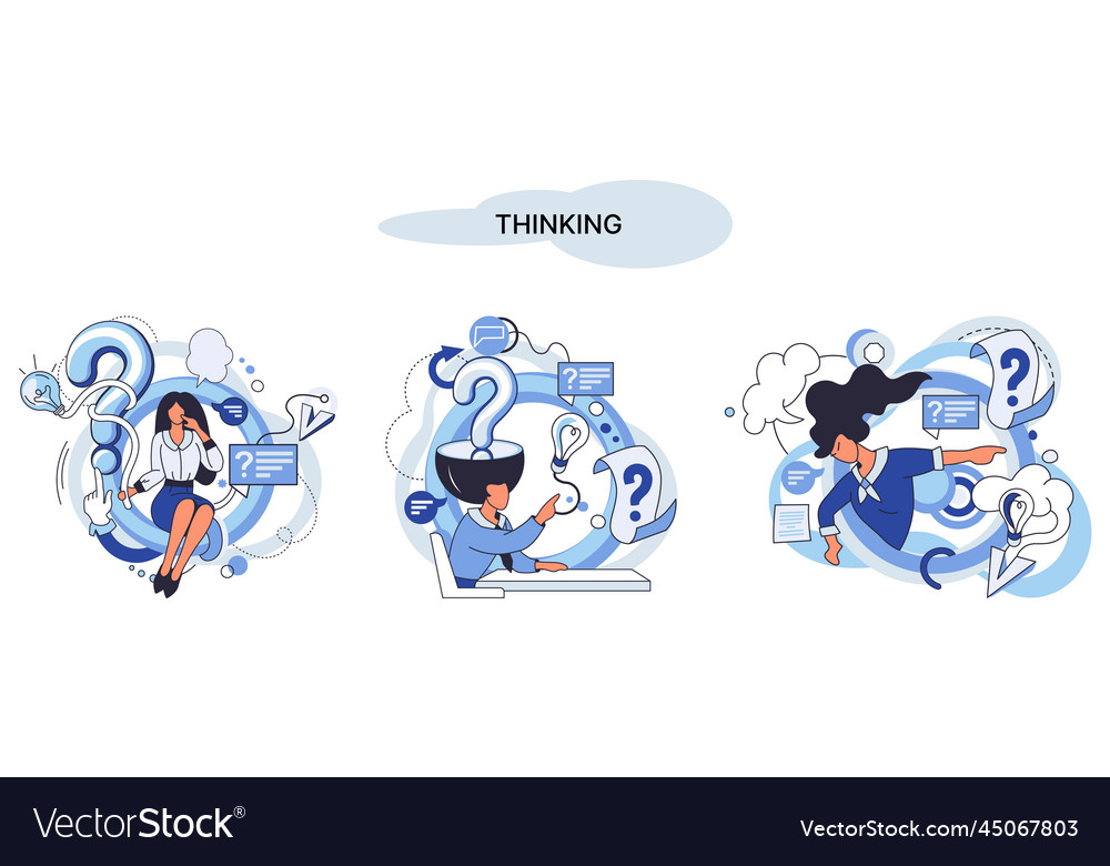 Problem solving concept man wondering or thinking vector image Problem solving concept man wondering or thinking