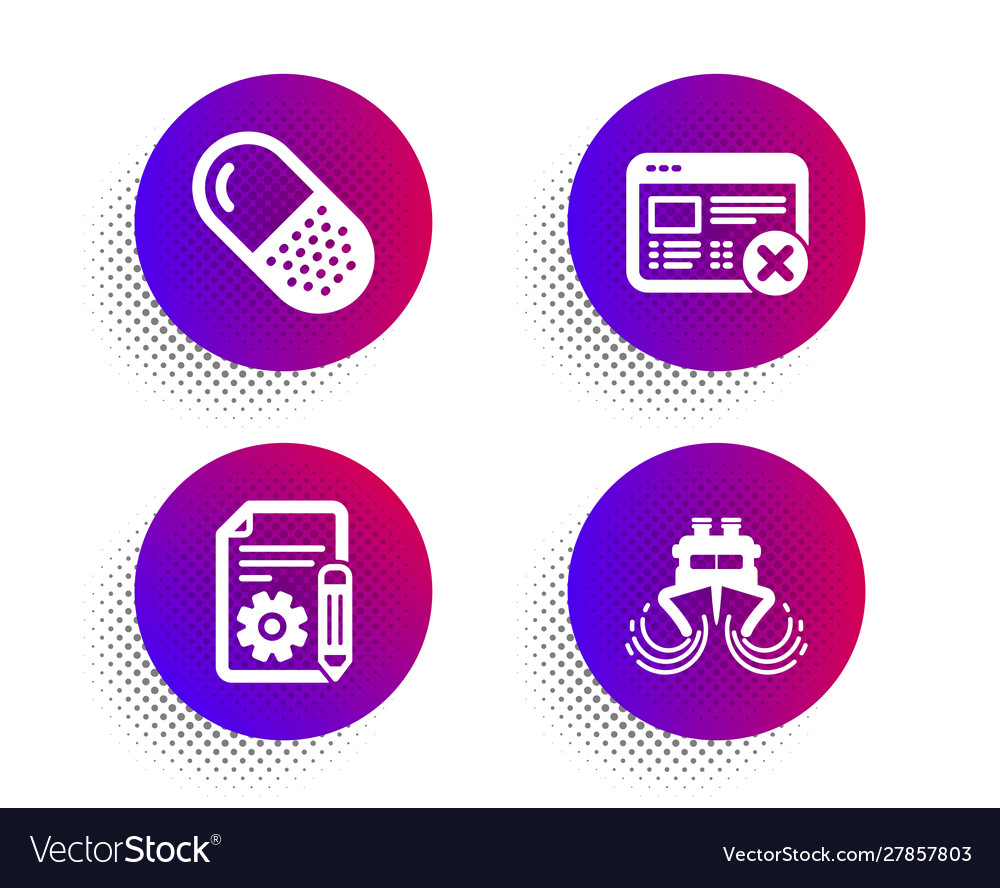 Reject web documentation and capsule pill icons vector image Reject web documentation and capsule pill icons