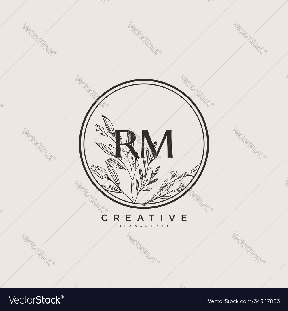 Rm beauty initial logo art handwriting