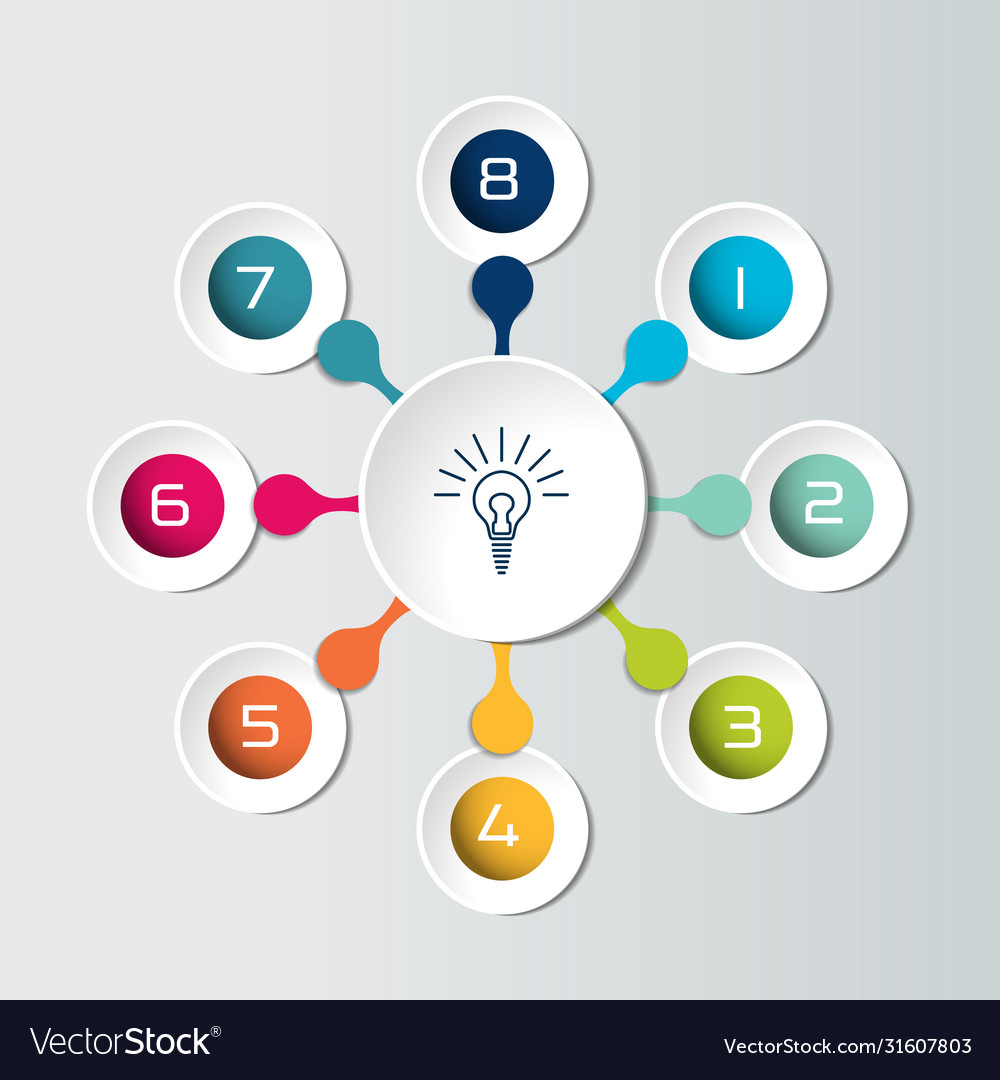 Runde Infografik 8 Schritte Nettoflussdiagramm vector image Runde Infografik 8 Schritte Nettoflussdiagramm