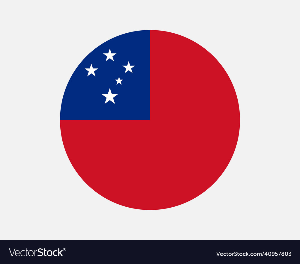 Samoa samoan round circle country banner flag vector image Samoa samoan round circle country banner flag