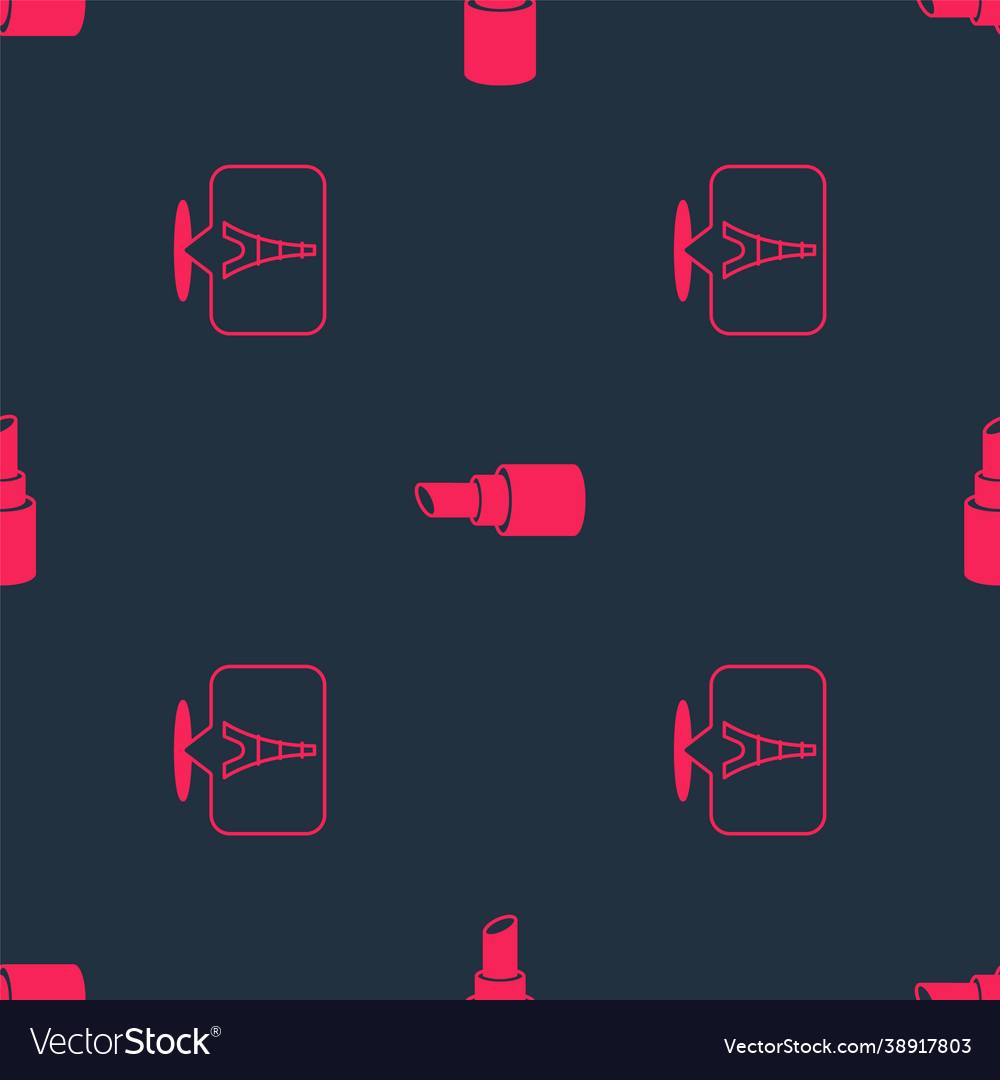 Set eiffel tower and lipstick on seamless pattern Vector Image Set eiffel tower and lipstick on seamless pattern