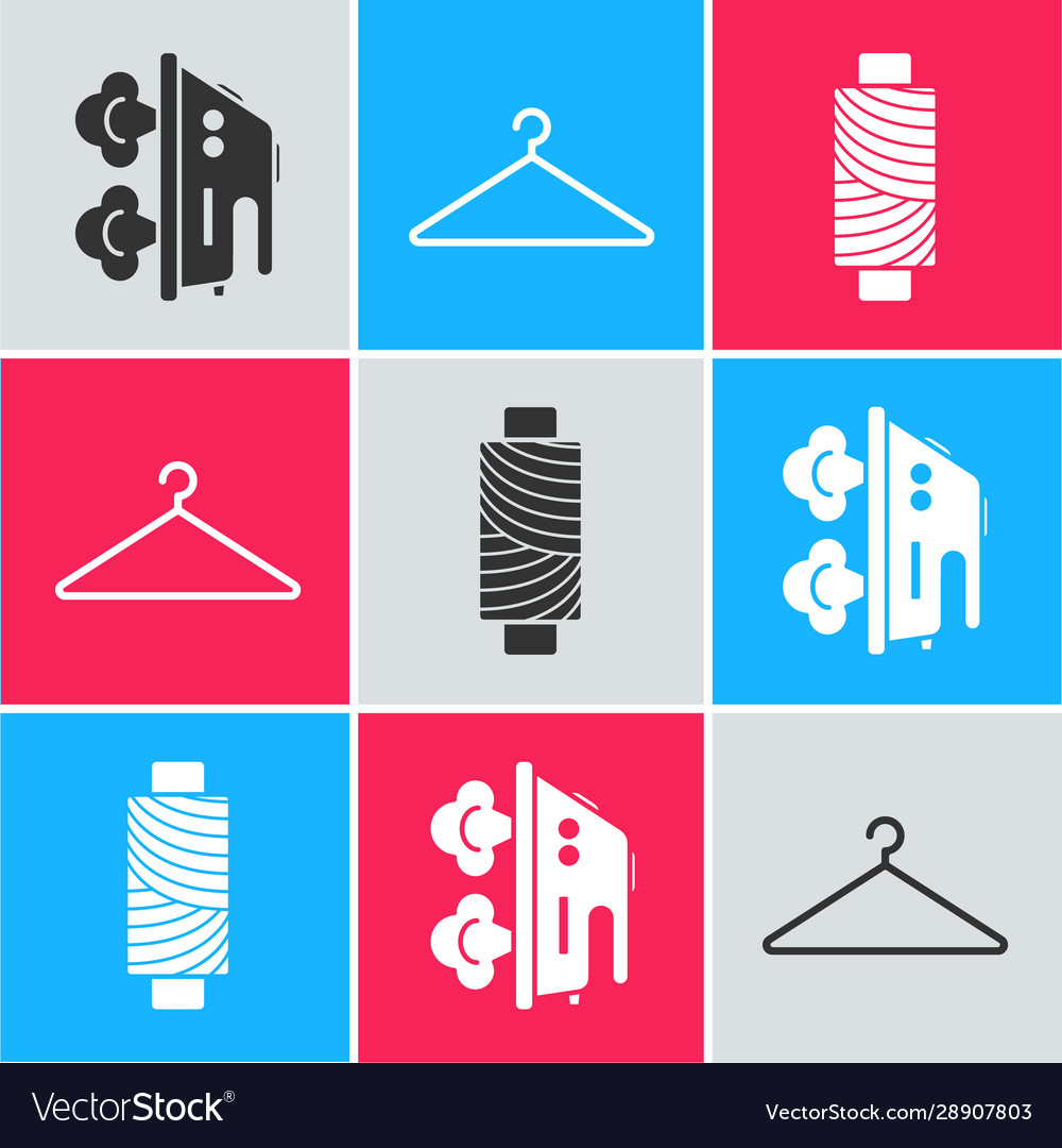 Set Electric Iron Hanger Wardrobe And Sewing Vector Image