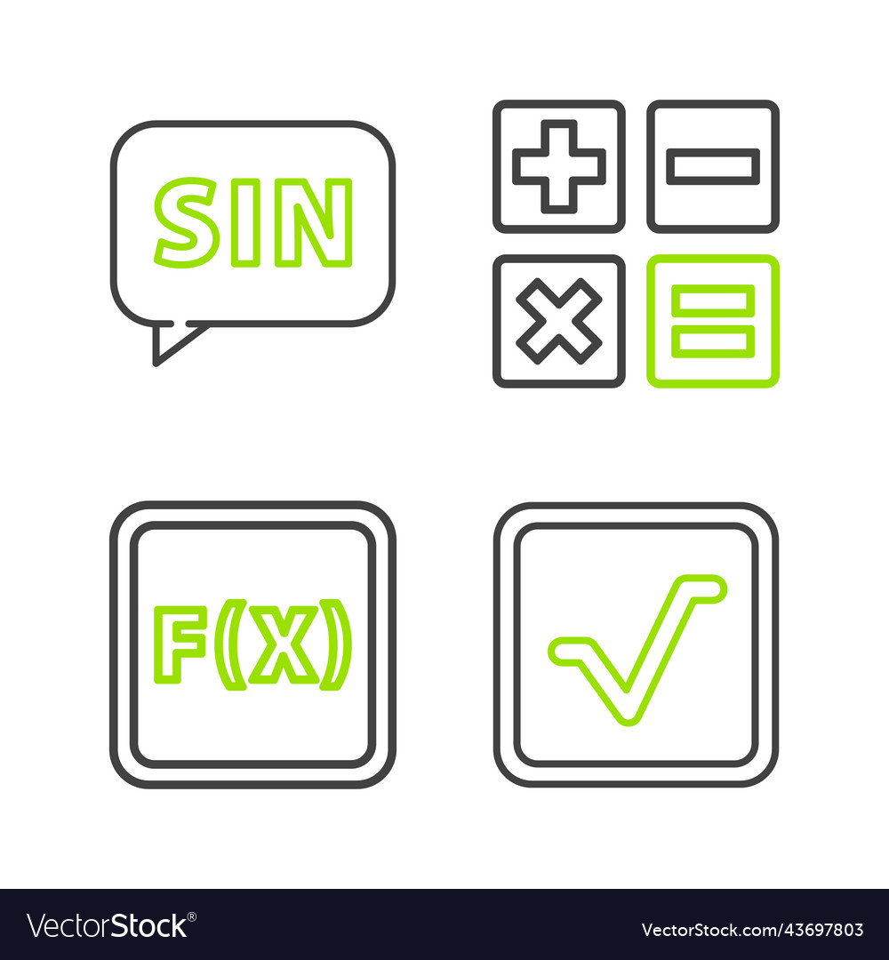 Set line square root function mathematical symbol vector image Set line square root function mathematical symbol