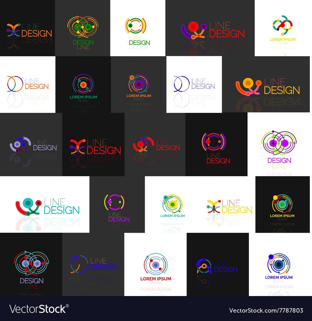 Set of linear abstract logos swirl circle