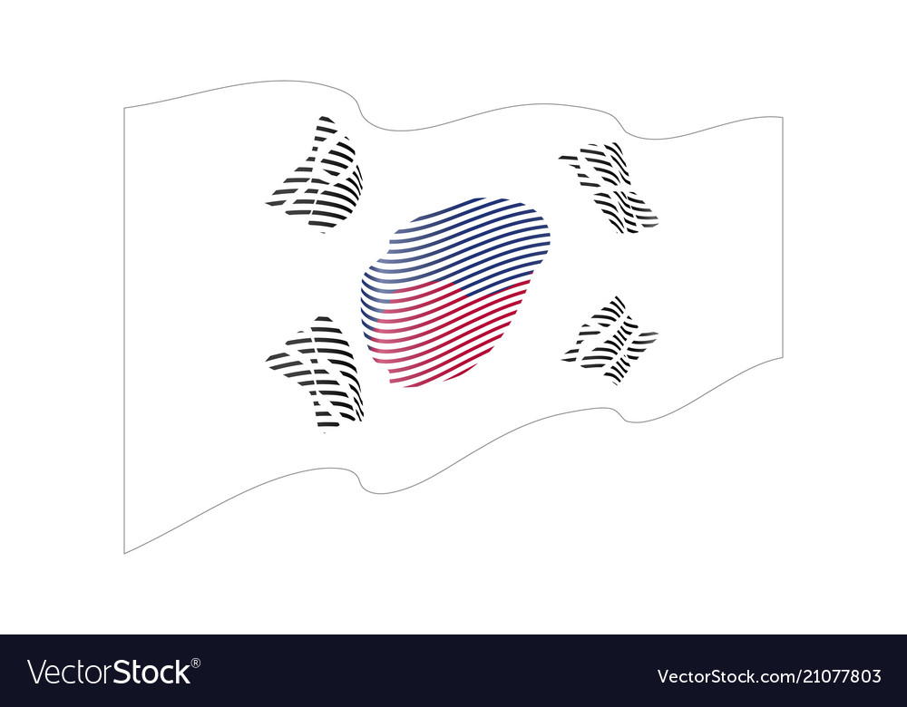 South korea flag on white background wave