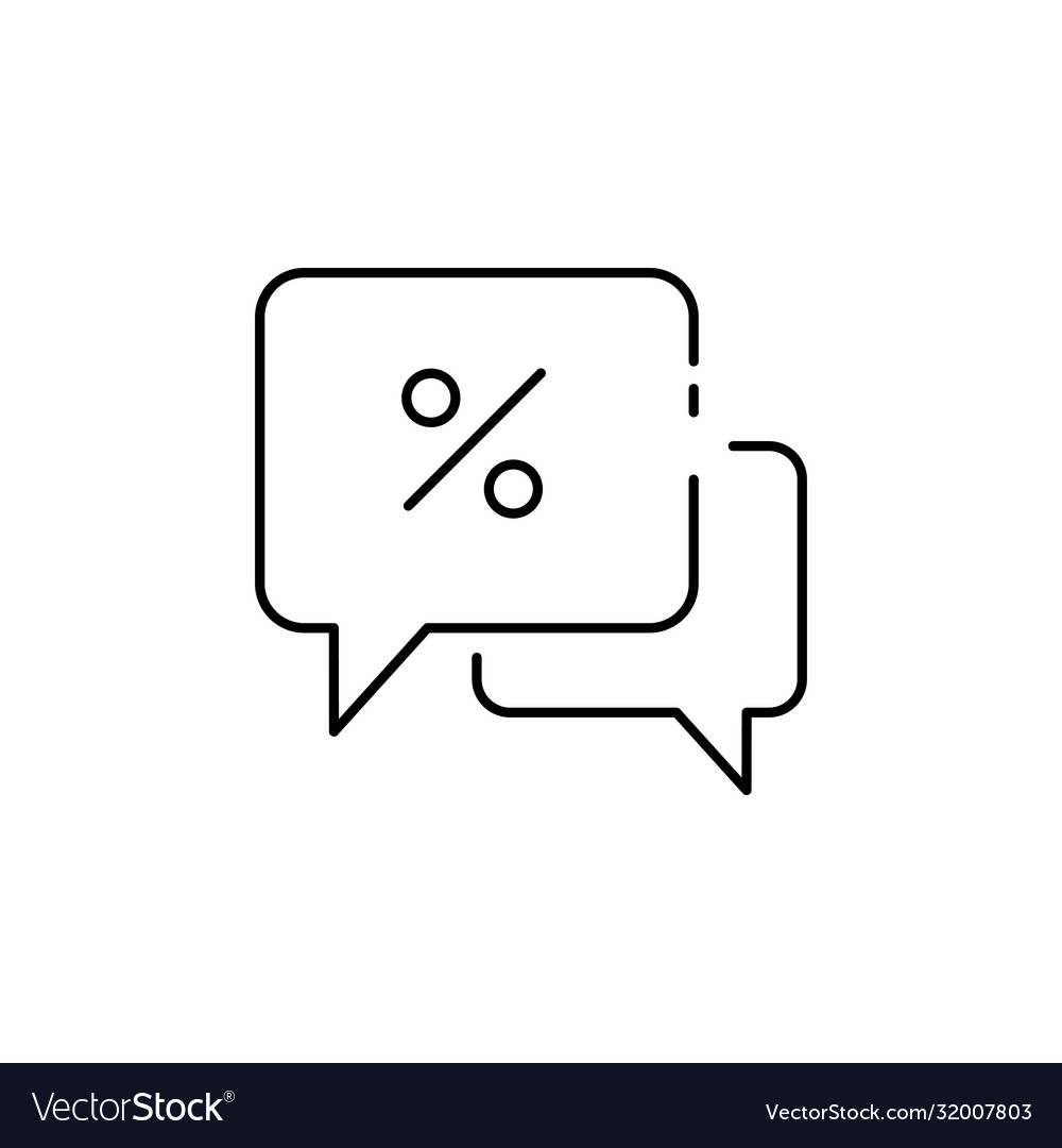 Speech bubble dialog about sales line icon Vector Image Speech bubble dialog about sales line icon