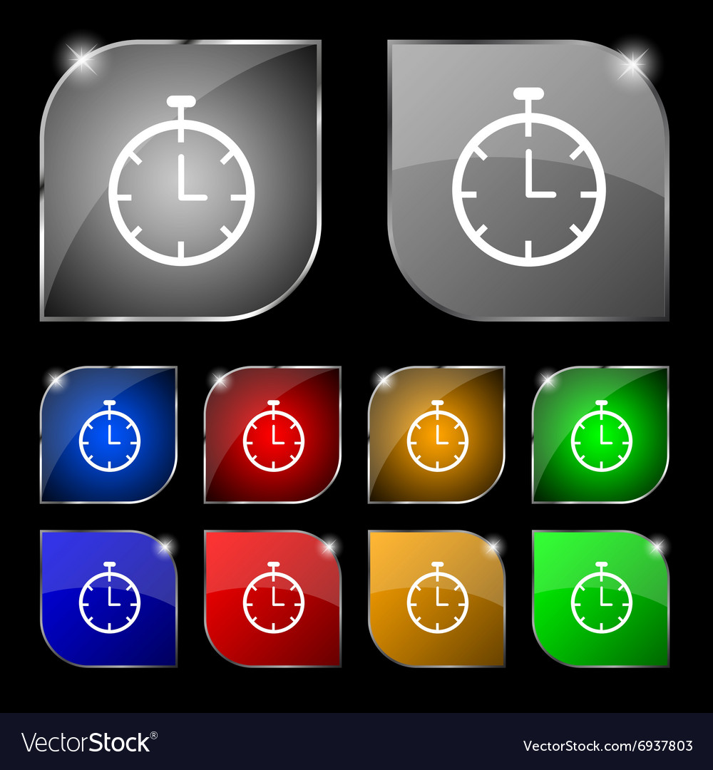 Stopwatch icon sign set ten colorful buttons Vector Image