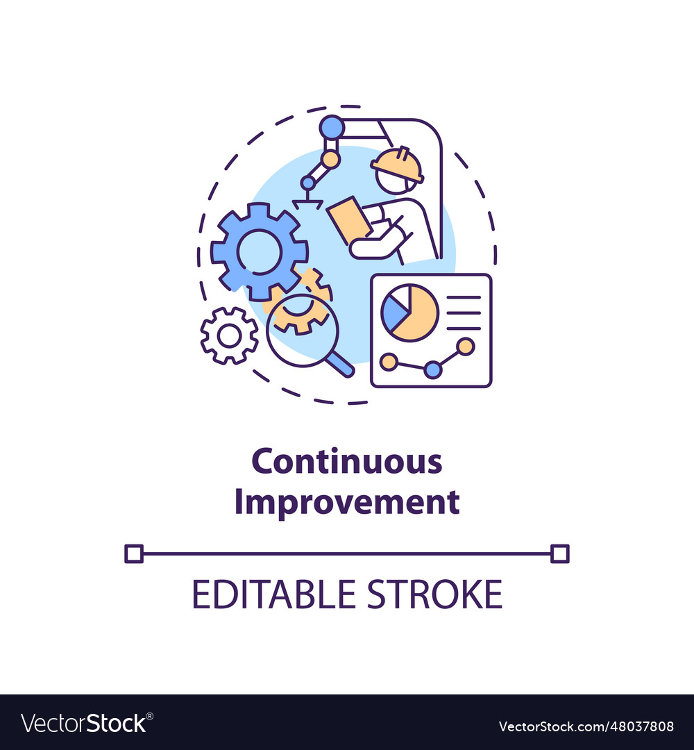 2d customizable continuous improvement line icon Vector Image