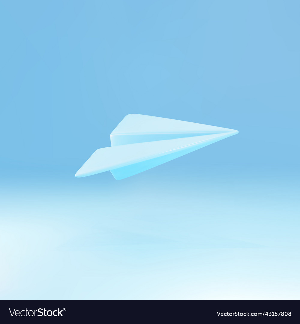 3d blue paper plane icon on a background