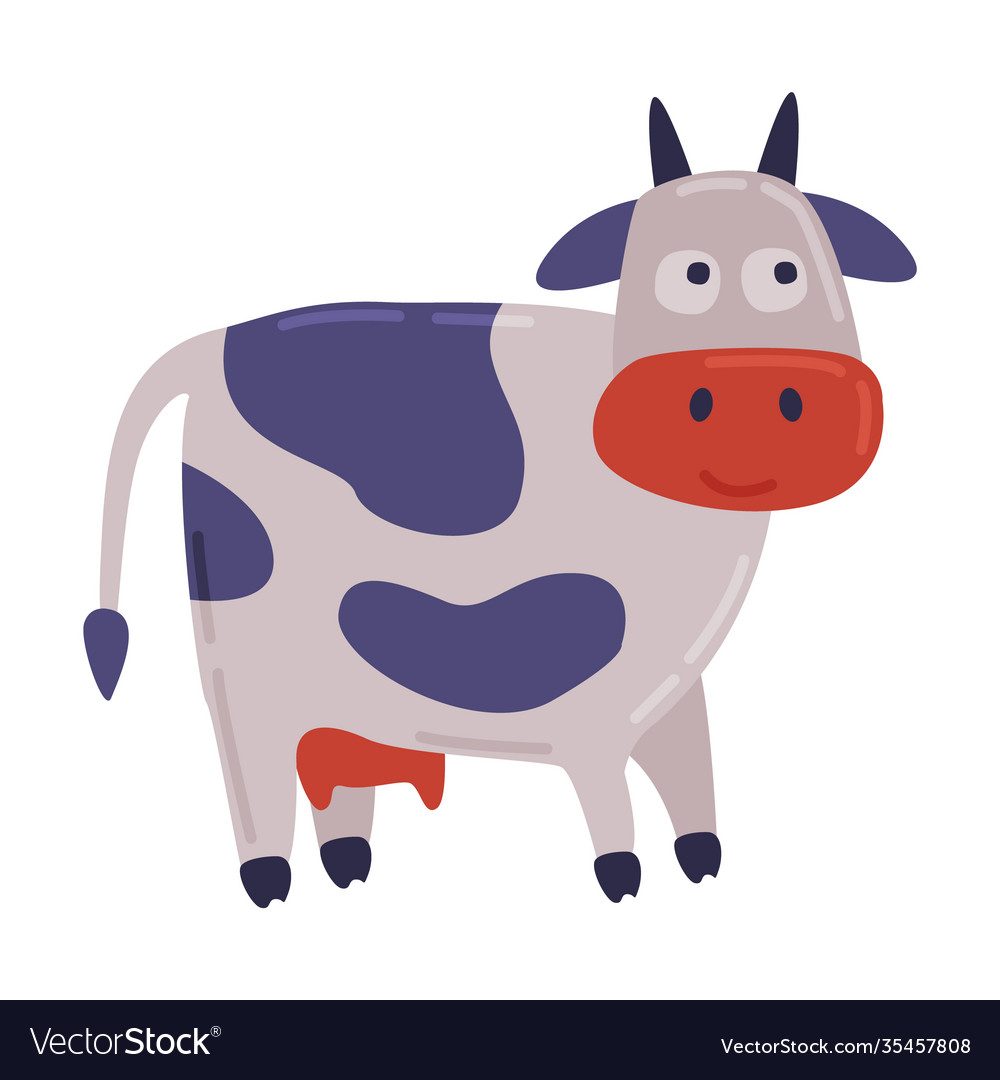 Cute spotted cow dairy cattle animal husbandry Vector Image Cute spotted cow dairy cattle animal husbandry Vector Image
