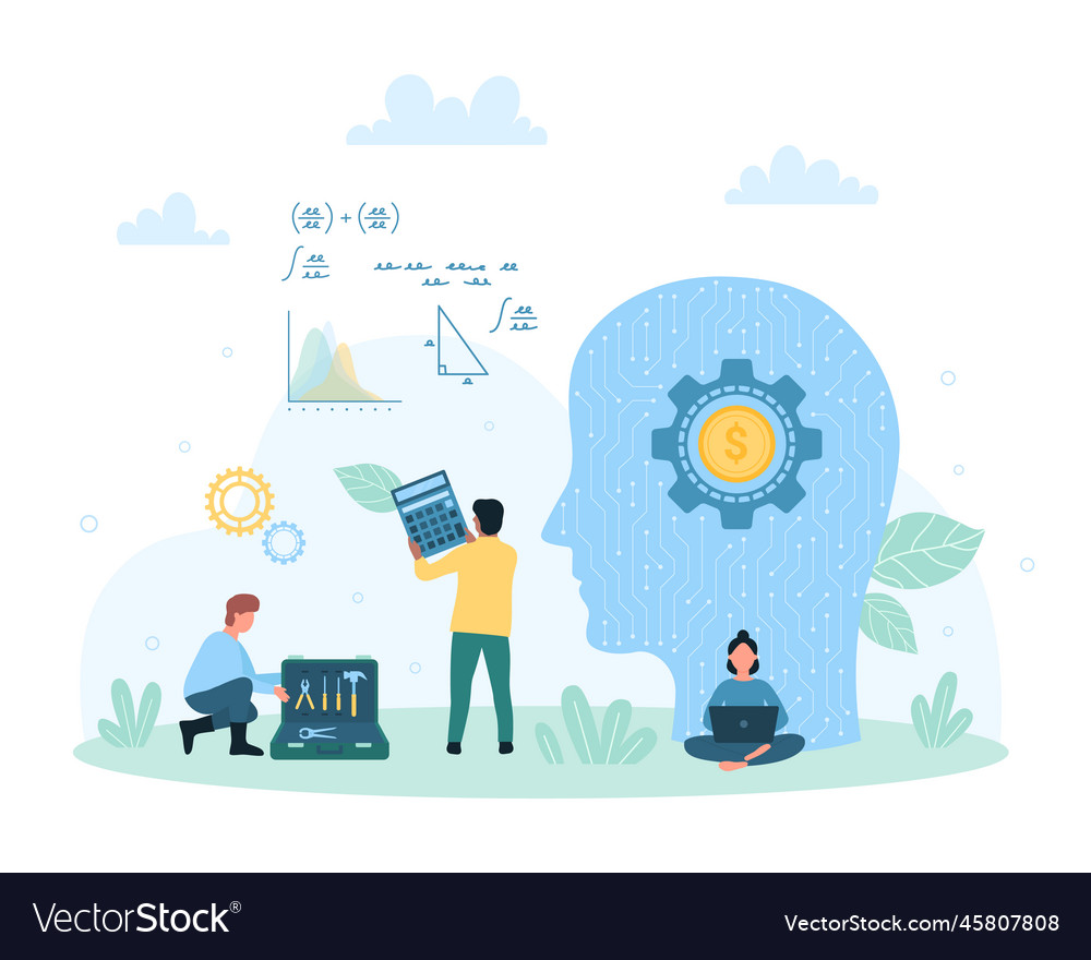 Digital science technology tiny people work