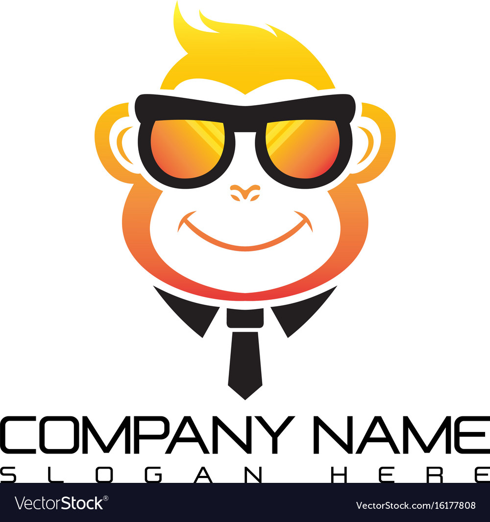 Geek monkey logo template Royalty Free Vector Image